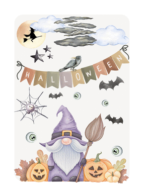 Gnome espiègle et citrouilles d'Halloween